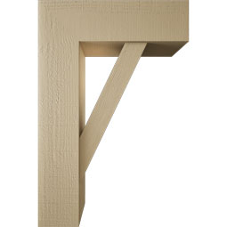 Ekena Millwork - BKTUR0756X24X36TRA05RCPR - Timberthane Faux Wood Traditional Style Bracket w/ Offset Brace, Block Ends, 7 1/2"W x 24"D x 36"H, Primed Tan