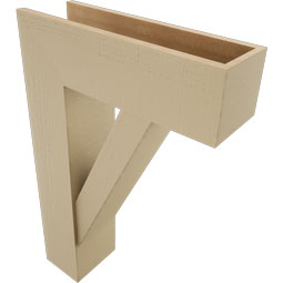 Ekena Millwork - BKTUR0756X24X36TRA05RCPR - Timberthane Faux Wood Traditional Style Bracket w/ Offset Brace, Block Ends, 7 1/2"W x 24"D x 36"H, Primed Tan