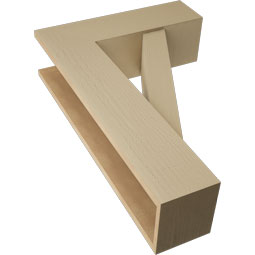 Ekena Millwork - BKTUR0756X24X36TRA05RCPR - Timberthane Faux Wood Traditional Style Bracket w/ Offset Brace, Block Ends, 7 1/2"W x 24"D x 36"H, Primed Tan