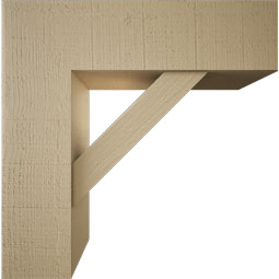 Ekena Millwork - BKTUR0756X26X26TRA05RCPR - Timberthane Faux Wood Traditional Style Bracket w/ Offset Brace, Block Ends, 7 1/2"W x 26"D x 26"H, Primed Tan