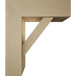 Ekena Millwork - BKTUR0756X26X30TRA05RCPR - Timberthane Faux Wood Traditional Style Bracket w/ Offset Brace, Block Ends, 7 1/2"W x 26"D x 30"H, Primed Tan
