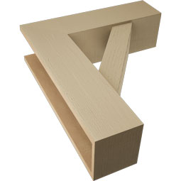 Ekena Millwork - BKTUR0756X26X30TRA05RCPR - Timberthane Faux Wood Traditional Style Bracket w/ Offset Brace, Block Ends, 7 1/2"W x 26"D x 30"H, Primed Tan