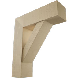 Ekena Millwork - BKTUR0756X26X30TRA05RCPR - Timberthane Faux Wood Traditional Style Bracket w/ Offset Brace, Block Ends, 7 1/2"W x 26"D x 30"H, Primed Tan