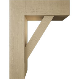 Ekena Millwork - BKTUR0756X26X34TRA05RCPR - Timberthane Faux Wood Traditional Style Bracket w/ Offset Brace, Block Ends, 7 1/2"W x 26"D x 34"H, Primed Tan