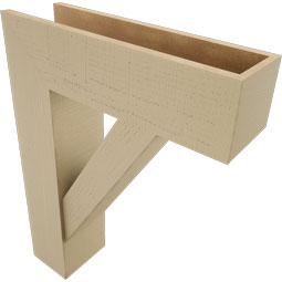Ekena Millwork - BKTUR0756X26X34TRA05RCPR - Timberthane Faux Wood Traditional Style Bracket w/ Offset Brace, Block Ends, 7 1/2"W x 26"D x 34"H, Primed Tan