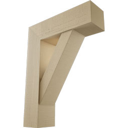 Ekena Millwork - BKTUR0756X26X34TRA05RCPR - Timberthane Faux Wood Traditional Style Bracket w/ Offset Brace, Block Ends, 7 1/2"W x 26"D x 34"H, Primed Tan