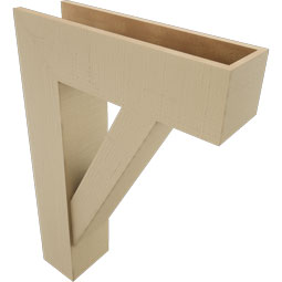 Ekena Millwork - BKTUR0756X26X38TRA05RCPR - Timberthane Faux Wood Traditional Style Bracket w/ Offset Brace, Block Ends, 7 1/2"W x 26"D x 38"H, Primed Tan