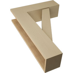 Ekena Millwork - BKTUR0756X26X38TRA05RCPR - Timberthane Faux Wood Traditional Style Bracket w/ Offset Brace, Block Ends, 7 1/2"W x 26"D x 38"H, Primed Tan