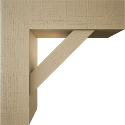 Ekena Millwork - BKTUR0756X28X28TRA05RCPR - Timberthane Faux Wood Traditional Style Bracket w/ Offset Brace, Block Ends, 7 1/2"W x 28"D x 28"H, Primed Tan