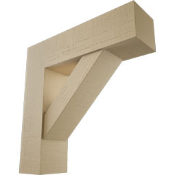 Ekena Millwork - BKTUR0756X28X28TRA05RCPR - Timberthane Faux Wood Traditional Style Bracket w/ Offset Brace, Block Ends, 7 1/2"W x 28"D x 28"H, Primed Tan