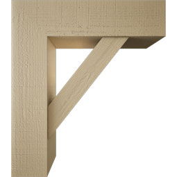 Ekena Millwork - BKTUR0756X28X32TRA05RCPR - Timberthane Faux Wood Traditional Style Bracket w/ Offset Brace, Block Ends, 7 1/2"W x 28"D x 32"H, Primed Tan