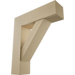 Ekena Millwork - BKTUR0756X28X32TRA05RCPR - Timberthane Faux Wood Traditional Style Bracket w/ Offset Brace, Block Ends, 7 1/2"W x 28"D x 32"H, Primed Tan