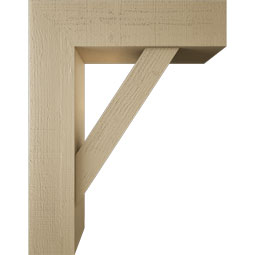 Ekena Millwork - BKTUR0756X28X36TRA05RCPR - Timberthane Faux Wood Traditional Style Bracket w/ Offset Brace, Block Ends, 7 1/2"W x 28"D x 36"H, Primed Tan