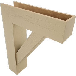 Ekena Millwork - BKTUR0756X28X36TRA05RCPR - Timberthane Faux Wood Traditional Style Bracket w/ Offset Brace, Block Ends, 7 1/2"W x 28"D x 36"H, Primed Tan