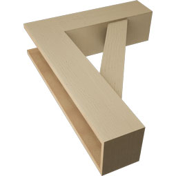 Ekena Millwork - BKTUR0756X28X36TRA05RCPR - Timberthane Faux Wood Traditional Style Bracket w/ Offset Brace, Block Ends, 7 1/2"W x 28"D x 36"H, Primed Tan
