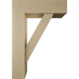 Ekena Millwork - BKTUR0756X28X40TRA05RCPR - Timberthane Faux Wood Traditional Style Bracket w/ Offset Brace, Block Ends, 7 1/2"W x 28"D x 40"H, Primed Tan