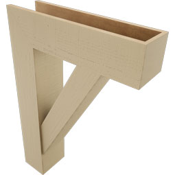 Ekena Millwork - BKTUR0756X28X40TRA05RCPR - Timberthane Faux Wood Traditional Style Bracket w/ Offset Brace, Block Ends, 7 1/2"W x 28"D x 40"H, Primed Tan