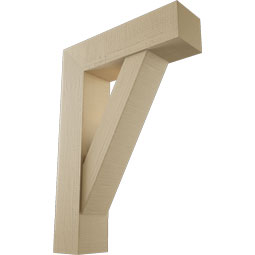 Ekena Millwork - BKTUR0756X28X40TRA05RCPR - Timberthane Faux Wood Traditional Style Bracket w/ Offset Brace, Block Ends, 7 1/2"W x 28"D x 40"H, Primed Tan