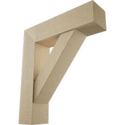 Ekena Millwork - BKTUR0756X30X34TRA05RCPR - Timberthane Faux Wood Traditional Style Bracket w/ Offset Brace, Block Ends, 7 1/2"W x 30"D x 34"H, Primed Tan