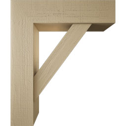 Ekena Millwork - BKTUR0756X30X36TRA05RCPR - Timberthane Faux Wood Traditional Style Bracket w/ Offset Brace, Block Ends, 7 1/2"W x 30"D x 36"H, Primed Tan