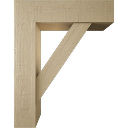 Ekena Millwork - BKTUR0756X30X38TRA05RCPR - Timberthane Faux Wood Traditional Style Bracket w/ Offset Brace, Block Ends, 7 1/2"W x 30"D x 38"H, Primed Tan