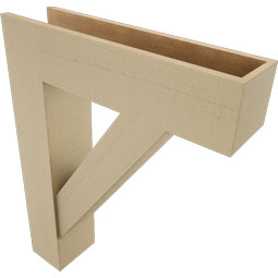 Ekena Millwork - BKTUR0756X30X38TRA05RCPR - Timberthane Faux Wood Traditional Style Bracket w/ Offset Brace, Block Ends, 7 1/2"W x 30"D x 38"H, Primed Tan