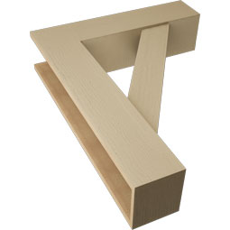 Ekena Millwork - BKTUR0756X30X38TRA05RCPR - Timberthane Faux Wood Traditional Style Bracket w/ Offset Brace, Block Ends, 7 1/2"W x 30"D x 38"H, Primed Tan