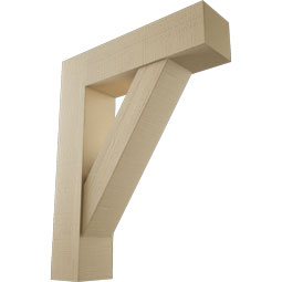 Ekena Millwork - BKTUR0756X30X38TRA05RCPR - Timberthane Faux Wood Traditional Style Bracket w/ Offset Brace, Block Ends, 7 1/2"W x 30"D x 38"H, Primed Tan