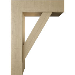 Ekena Millwork - BKTUR0756X30X42TRA05RCPR - Timberthane Faux Wood Traditional Style Bracket w/ Offset Brace, Block Ends, 7 1/2"W x 30"D x 42"H, Primed Tan