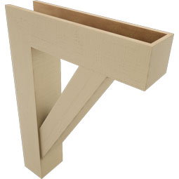 Ekena Millwork - BKTUR0756X30X42TRA05RCPR - Timberthane Faux Wood Traditional Style Bracket w/ Offset Brace, Block Ends, 7 1/2"W x 30"D x 42"H, Primed Tan