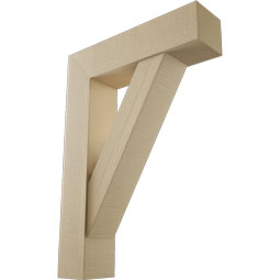Ekena Millwork - BKTUR0756X30X42TRA05RCPR - Timberthane Faux Wood Traditional Style Bracket w/ Offset Brace, Block Ends, 7 1/2"W x 30"D x 42"H, Primed Tan