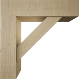 Ekena Millwork - BKTUR0756X32X32TRA05RCPR - Timberthane Faux Wood Traditional Style Bracket w/ Offset Brace, Block Ends, 7 1/2"W x 32"D x 32"H, Primed Tan