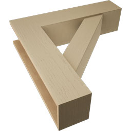 Ekena Millwork - BKTUR0756X32X32TRA05RCPR - Timberthane Faux Wood Traditional Style Bracket w/ Offset Brace, Block Ends, 7 1/2"W x 32"D x 32"H, Primed Tan