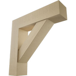Ekena Millwork - BKTUR0756X32X32TRA05RCPR - Timberthane Faux Wood Traditional Style Bracket w/ Offset Brace, Block Ends, 7 1/2"W x 32"D x 32"H, Primed Tan
