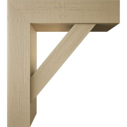 Ekena Millwork - BKTUR0756X32X36TRA05RCPR - Timberthane Faux Wood Traditional Style Bracket w/ Offset Brace, Block Ends, 7 1/2"W x 32"D x 36"H, Primed Tan