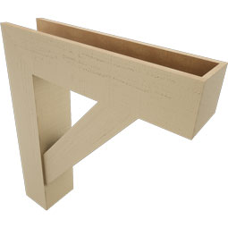 Ekena Millwork - BKTUR0756X32X36TRA05RCPR - Timberthane Faux Wood Traditional Style Bracket w/ Offset Brace, Block Ends, 7 1/2"W x 32"D x 36"H, Primed Tan