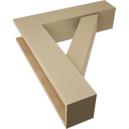 Ekena Millwork - BKTUR0756X32X36TRA05RCPR - Timberthane Faux Wood Traditional Style Bracket w/ Offset Brace, Block Ends, 7 1/2"W x 32"D x 36"H, Primed Tan