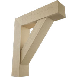 Ekena Millwork - BKTUR0756X32X36TRA05RCPR - Timberthane Faux Wood Traditional Style Bracket w/ Offset Brace, Block Ends, 7 1/2"W x 32"D x 36"H, Primed Tan