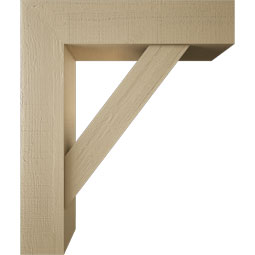 Ekena Millwork - BKTUR0756X32X38TRA05RCPR - Timberthane Faux Wood Traditional Style Bracket w/ Offset Brace, Block Ends, 7 1/2"W x 32"D x 38"H, Primed Tan