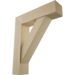 Ekena Millwork - BKTUR0756X32X38TRA05RCPR - Timberthane Faux Wood Traditional Style Bracket w/ Offset Brace, Block Ends, 7 1/2"W x 32"D x 38"H, Primed Tan