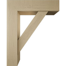 Ekena Millwork - BKTUR0756X32X40TRA05RCPR - Timberthane Faux Wood Traditional Style Bracket w/ Offset Brace, Block Ends, 7 1/2"W x 32"D x 40"H, Primed Tan