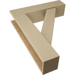 Ekena Millwork - BKTUR0756X32X40TRA05RCPR - Timberthane Faux Wood Traditional Style Bracket w/ Offset Brace, Block Ends, 7 1/2"W x 32"D x 40"H, Primed Tan