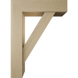 Ekena Millwork - BKTUR0756X32X44TRA05RCPR - Timberthane Faux Wood Traditional Style Bracket w/ Offset Brace, Block Ends, 7 1/2"W x 32"D x 44"H, Primed Tan