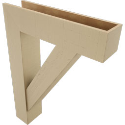 Ekena Millwork - BKTUR0756X32X44TRA05RCPR - Timberthane Faux Wood Traditional Style Bracket w/ Offset Brace, Block Ends, 7 1/2"W x 32"D x 44"H, Primed Tan