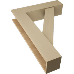 Ekena Millwork - BKTUR0756X32X44TRA05RCPR - Timberthane Faux Wood Traditional Style Bracket w/ Offset Brace, Block Ends, 7 1/2"W x 32"D x 44"H, Primed Tan