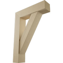 Ekena Millwork - BKTUR0756X32X44TRA05RCPR - Timberthane Faux Wood Traditional Style Bracket w/ Offset Brace, Block Ends, 7 1/2"W x 32"D x 44"H, Primed Tan