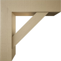 Ekena Millwork - BKTUR0756X34X34TRA05RCPR - Timberthane Faux Wood Traditional Style Bracket w/ Offset Brace, Block Ends, 7 1/2"W x 34"D x 34"H, Primed Tan