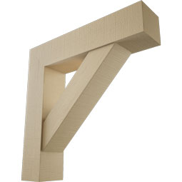 Ekena Millwork - BKTUR0756X34X34TRA05RCPR - Timberthane Faux Wood Traditional Style Bracket w/ Offset Brace, Block Ends, 7 1/2"W x 34"D x 34"H, Primed Tan