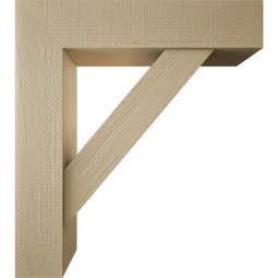 Ekena Millwork - BKTUR0756X34X38TRA05RCPR - Timberthane Faux Wood Traditional Style Bracket w/ Offset Brace, Block Ends, 7 1/2"W x 34"D x 38"H, Primed Tan