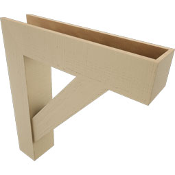 Ekena Millwork - BKTUR0756X34X38TRA05RCPR - Timberthane Faux Wood Traditional Style Bracket w/ Offset Brace, Block Ends, 7 1/2"W x 34"D x 38"H, Primed Tan